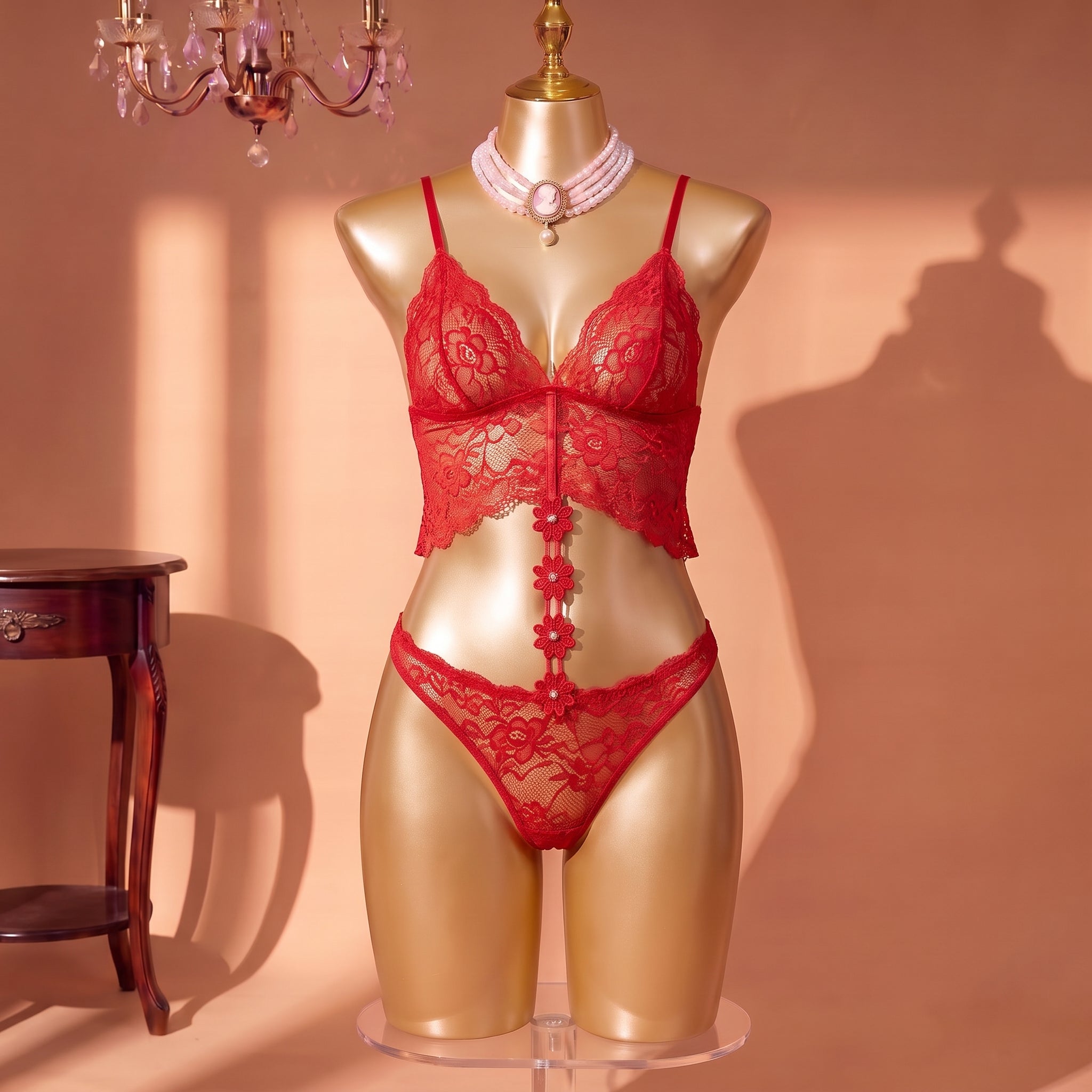 Noir Bloom Floral Lace Set