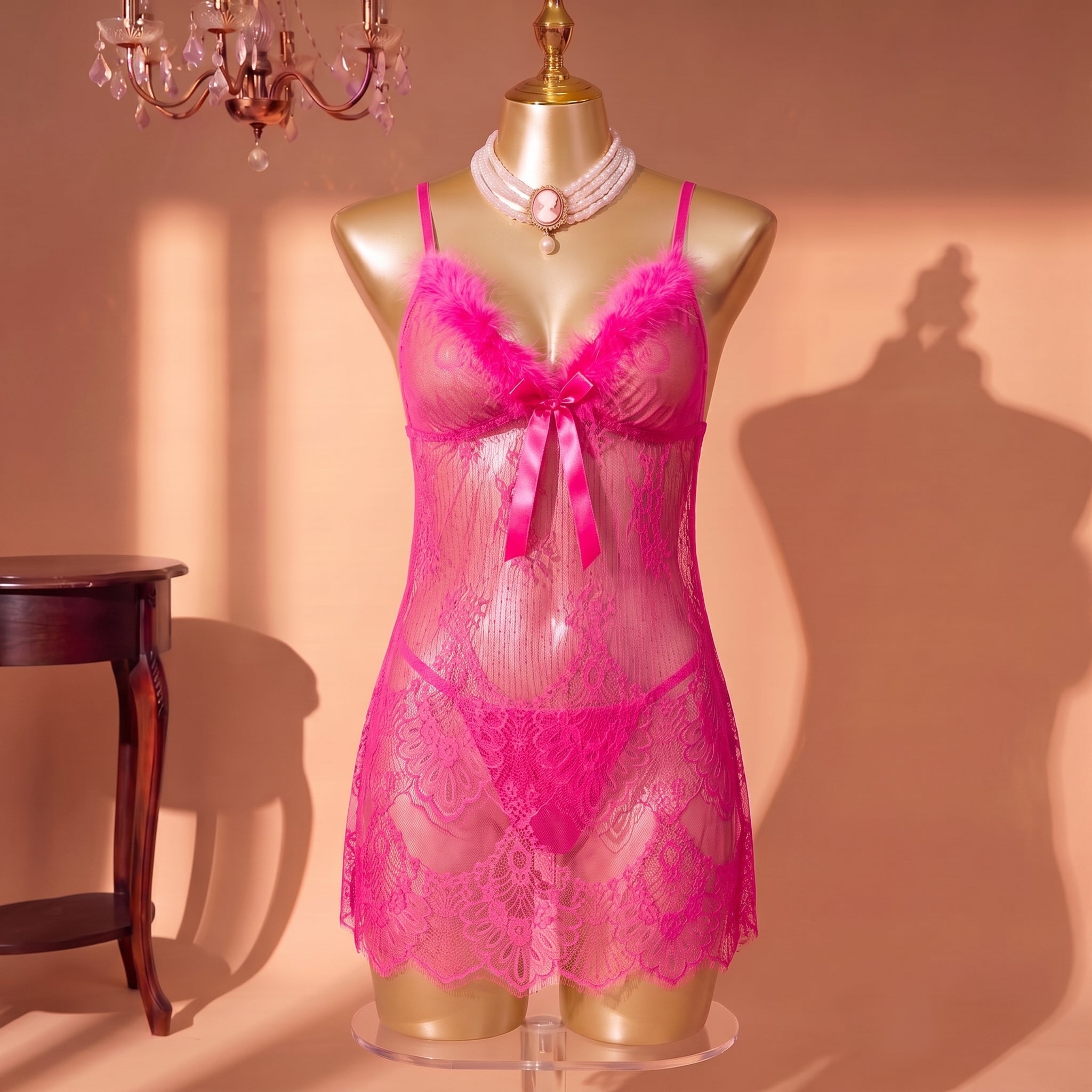Rose Whisper Feather Lace Set