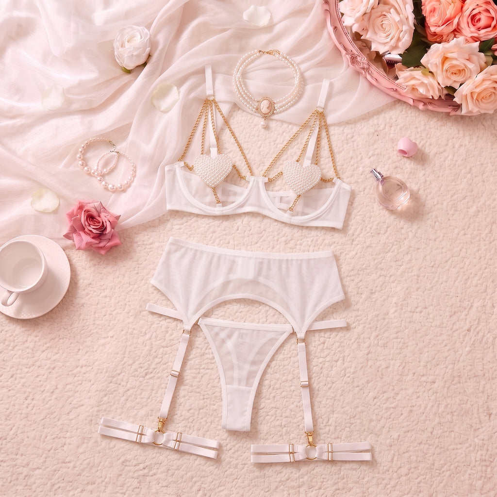 Pearl Heart Chain Lingerie Set