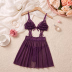 Violet Reverie Mesh Babydoll Set