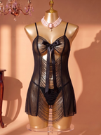 Noir Silhouette Cutout Chemise Set