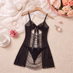 Noir Silhouette Cutout Chemise Set