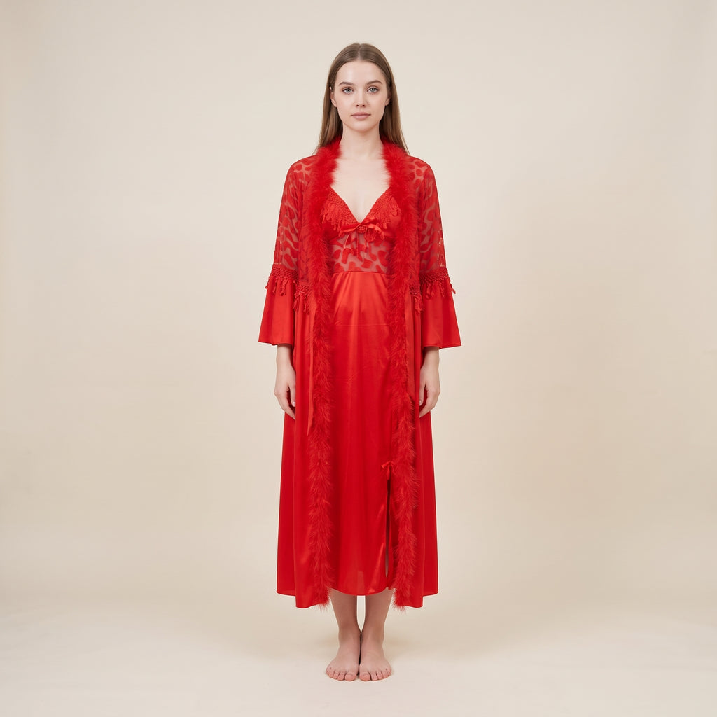 Ruby Temptation Robe & Slip Set