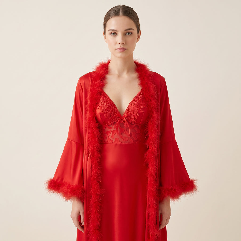 Ruby Temptation Robe & Slip Set