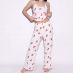 Crimson Butterfly Ribbed Lounge Set