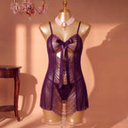 Noir Silhouette Cutout Chemise Set