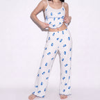 Blue Butterfly Ribbed Lounge Set