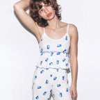 Blue Butterfly Ribbed Lounge Set