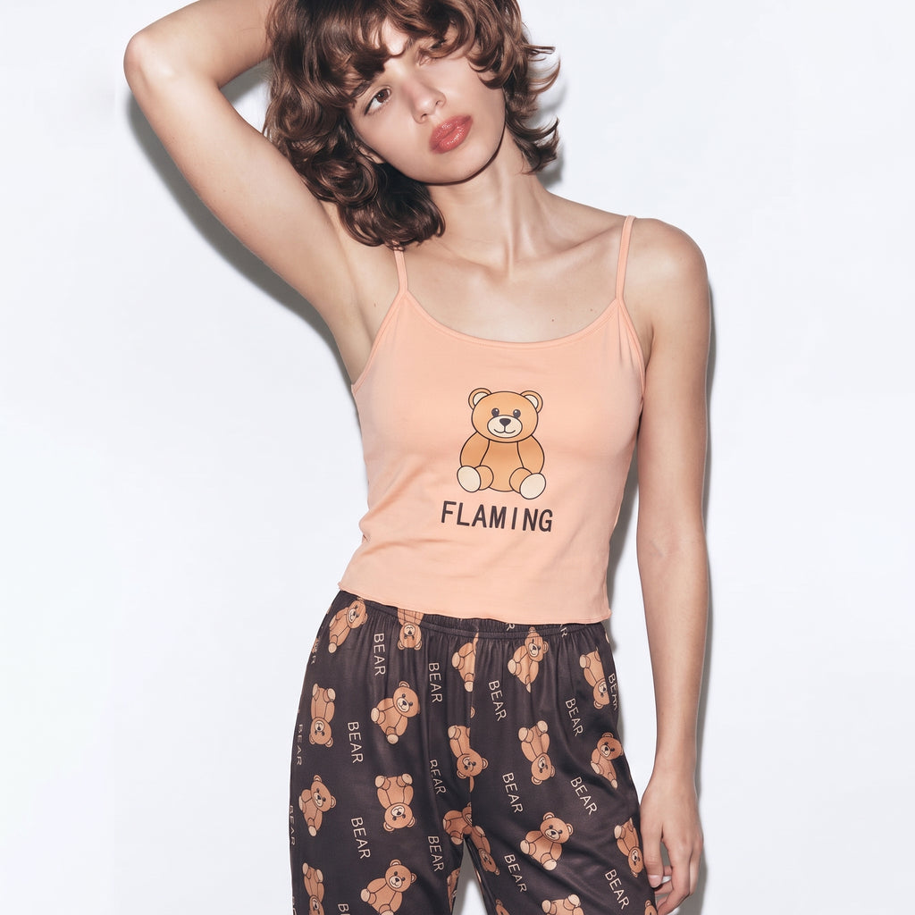 Flaming Teddy Cami & Lounge Set