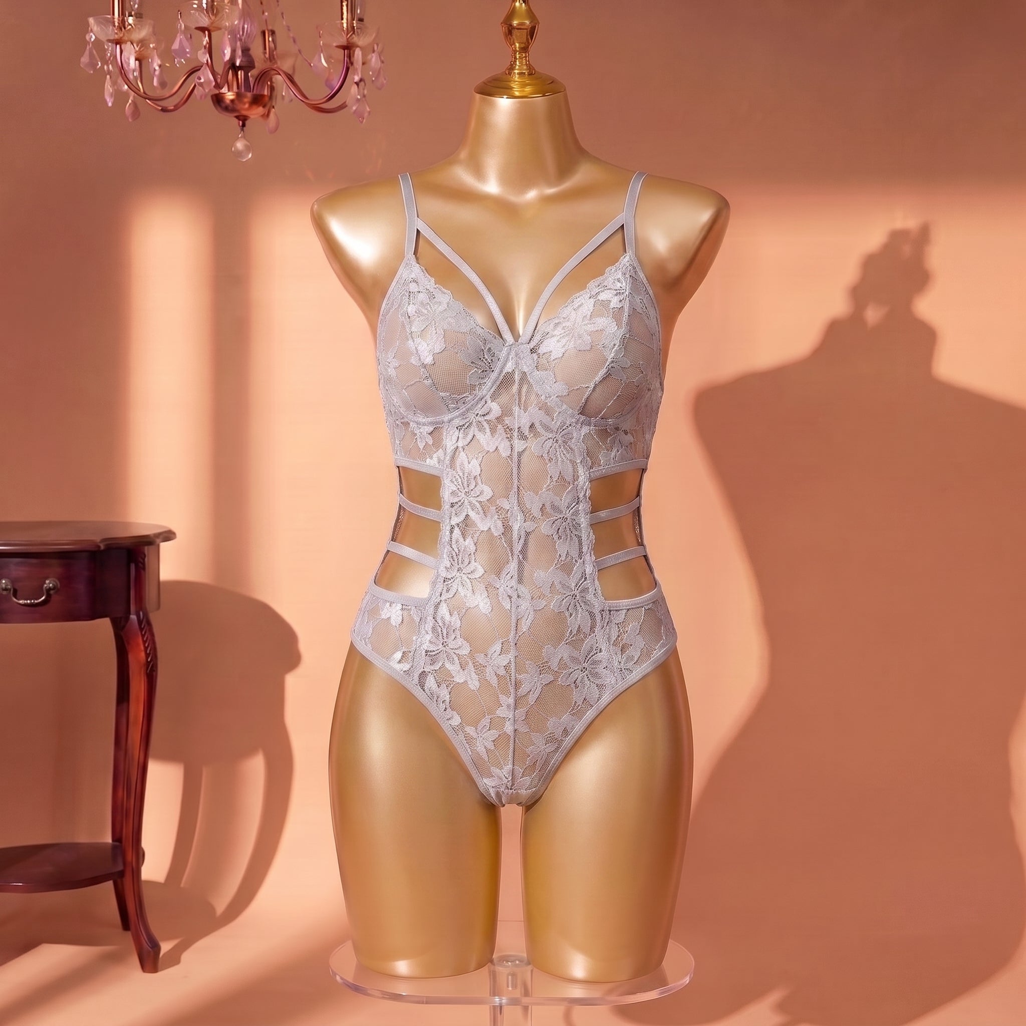 Plum Allure Strappy Lace Bodysuit