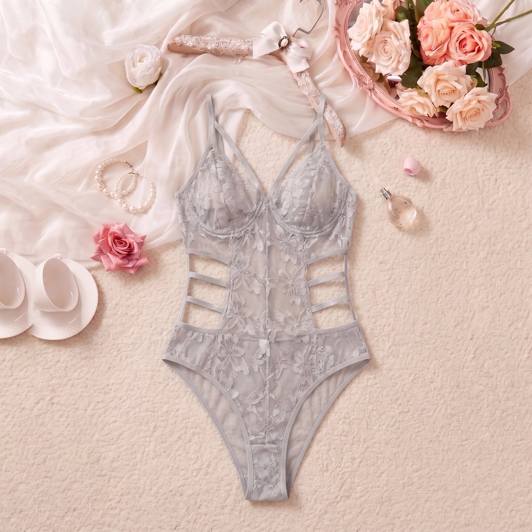 Plum Allure Strappy Lace Bodysuit
