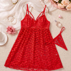 Amethyst Dot Lace Babydoll Set