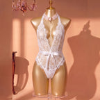Silver Reverie Halter Lace Bodysuit