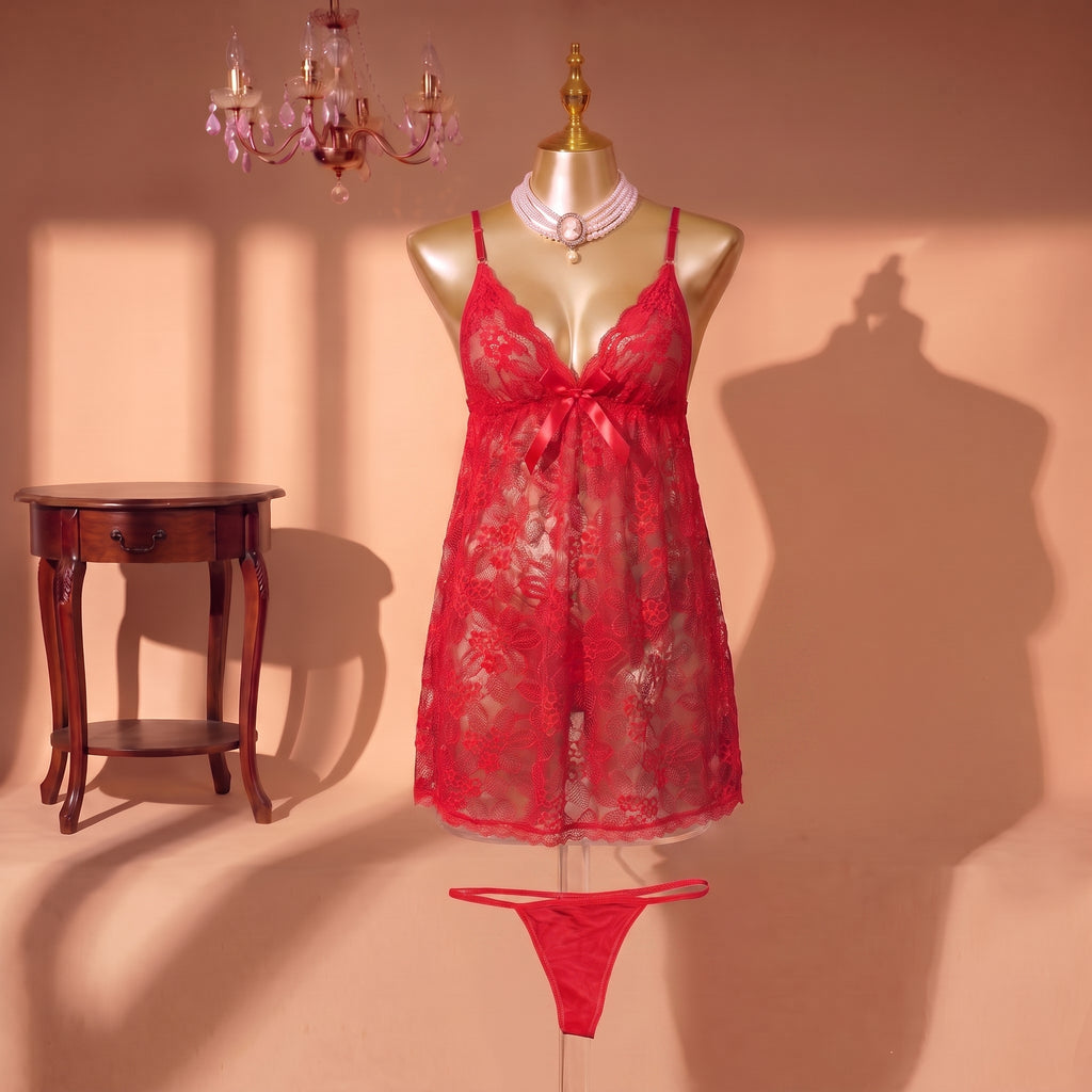 Aqua Reverie Lace Babydoll Set