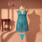 Aqua Reverie Lace Babydoll Set