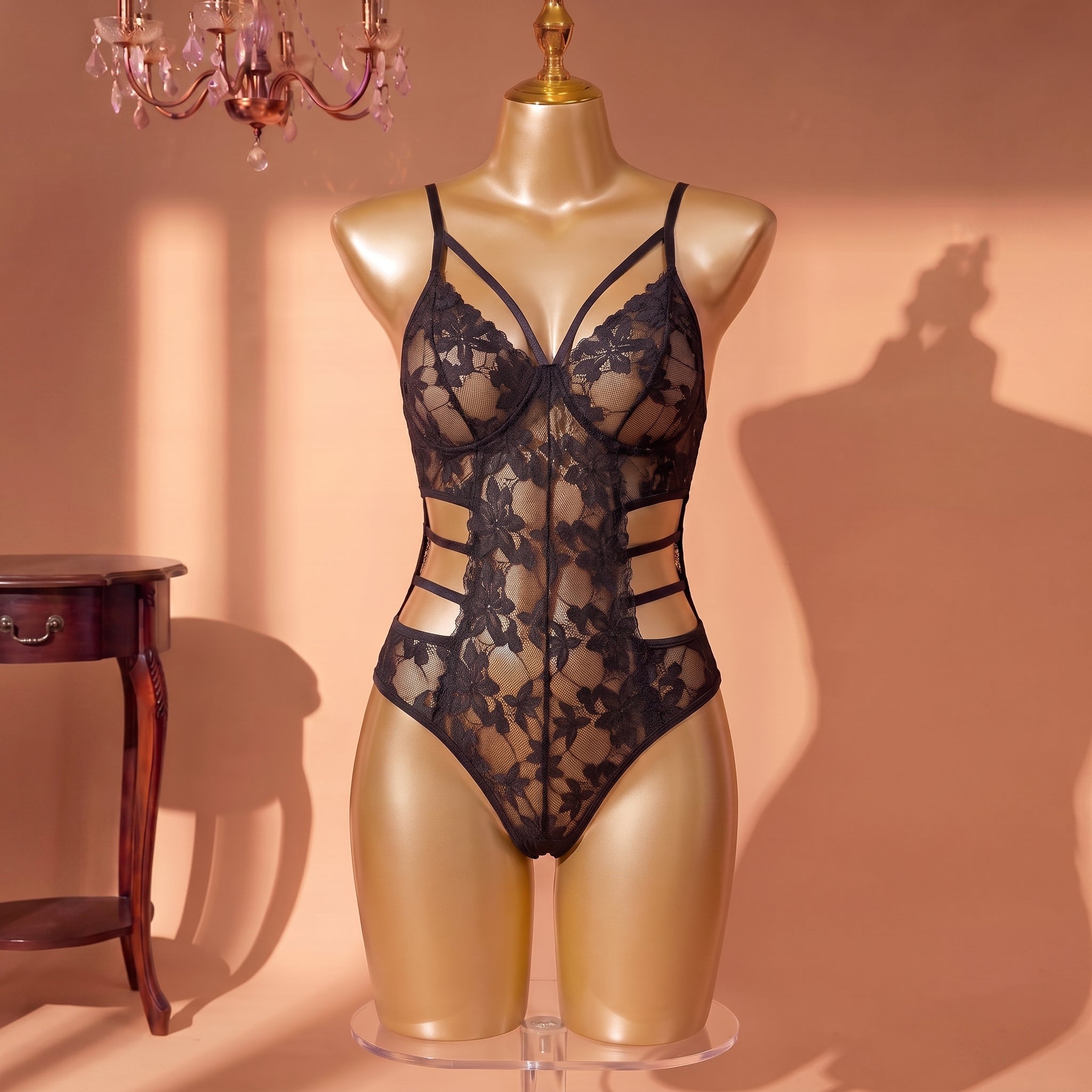 Plum Allure Strappy Lace Bodysuit