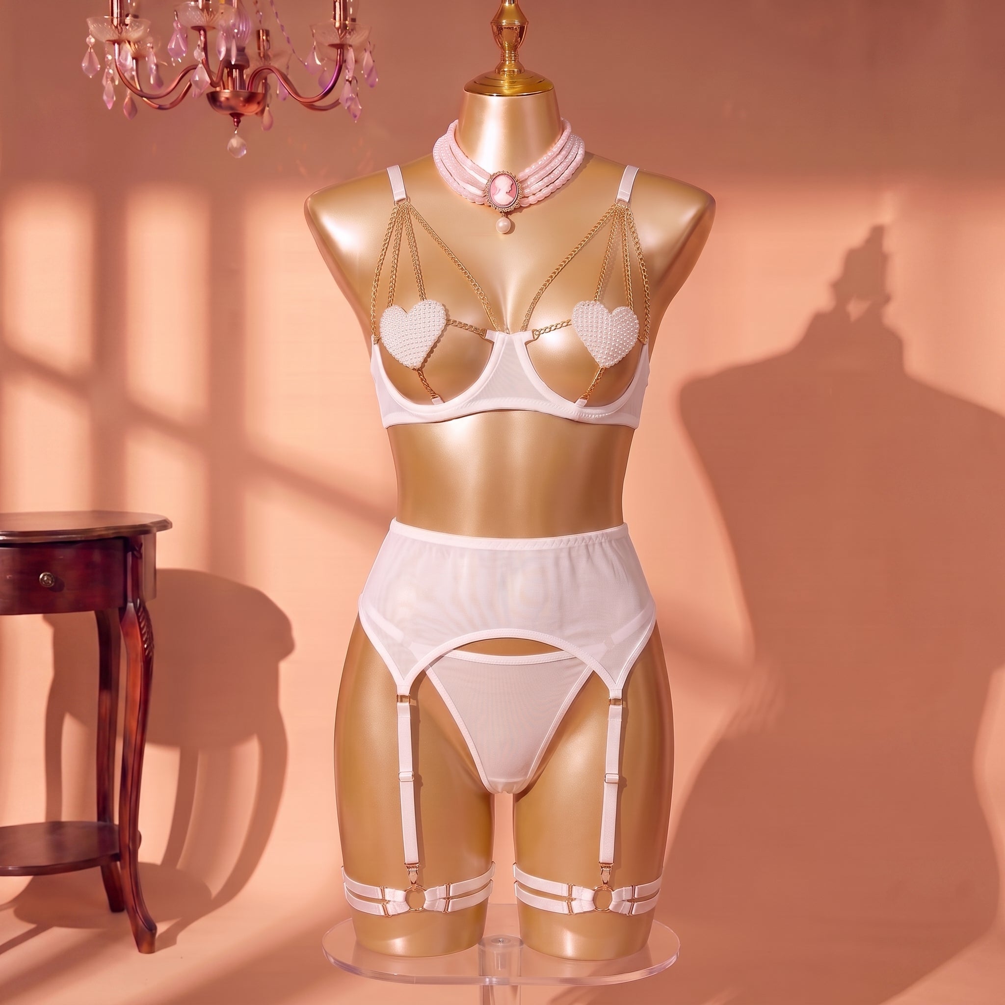 Pearl Heart Chain Lingerie Set