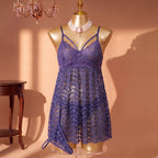 Amethyst Dot Lace Babydoll Set