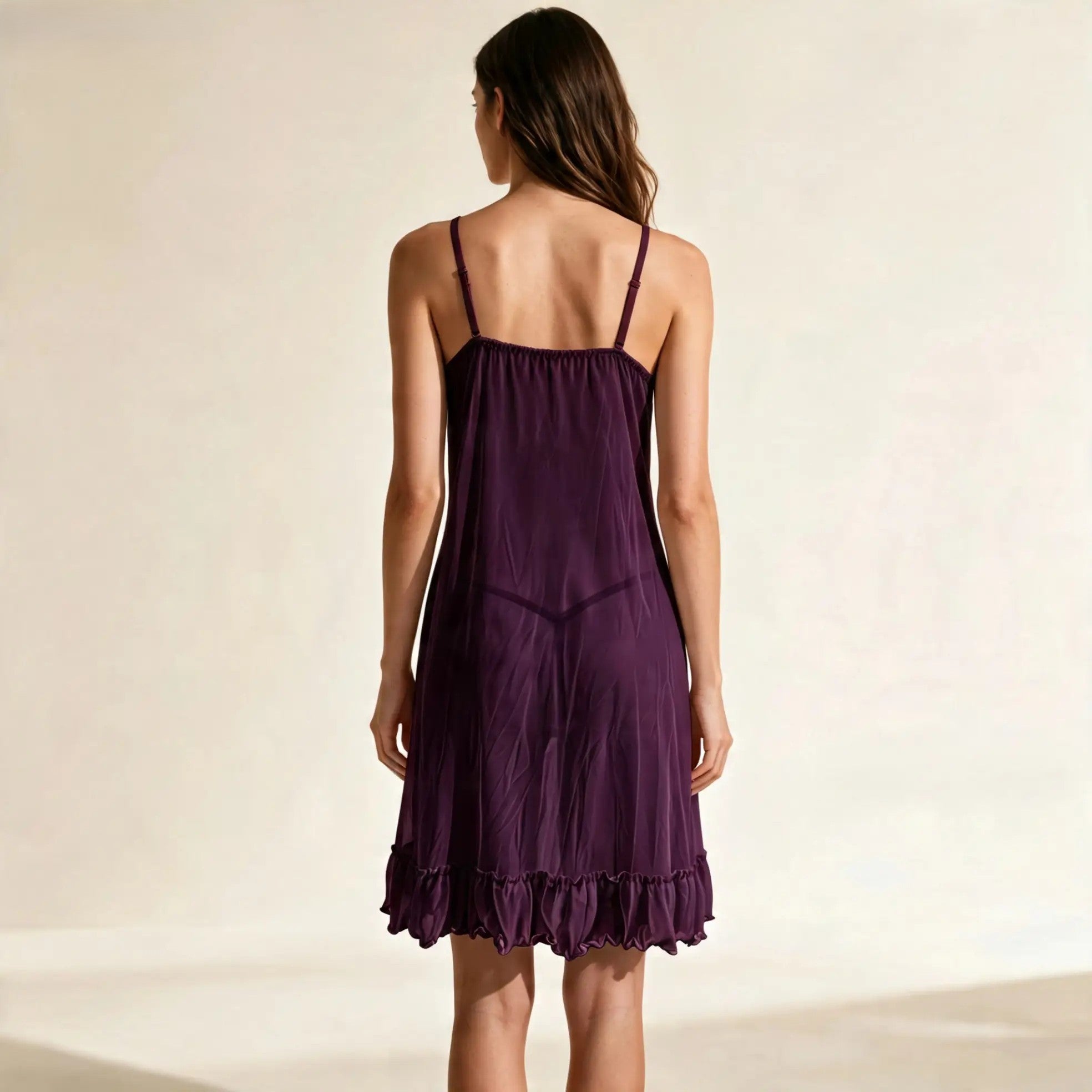 Dove Reverie Ruffled Lace Slip Set