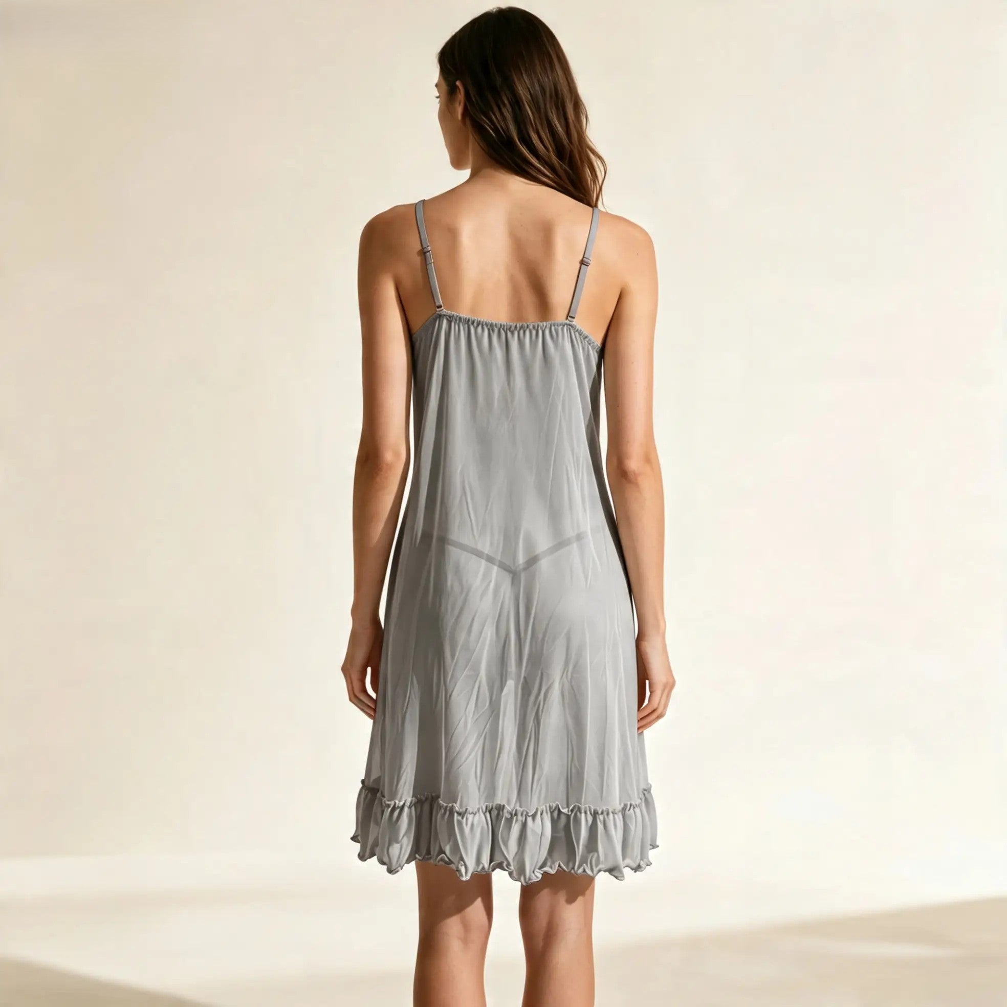 Dove Reverie Ruffled Lace Slip Set