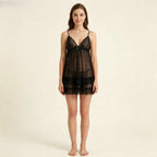 Noir Tiered Lace Babydoll Set